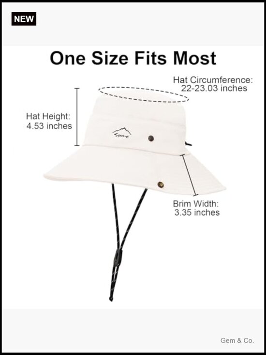 UPF 50+ Sun Hat with Zip-Off Visor, Wide Brim, Adjustable Chin Strap,